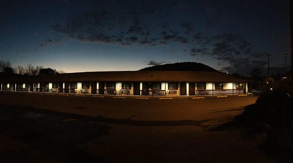 Upper Delaware Inn at dusk.