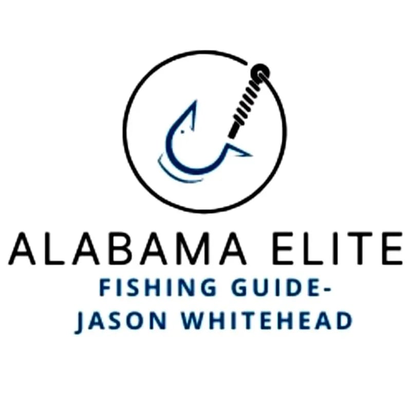 Alabama Elite Fishing Guide logo with a fish hook inside a circle.