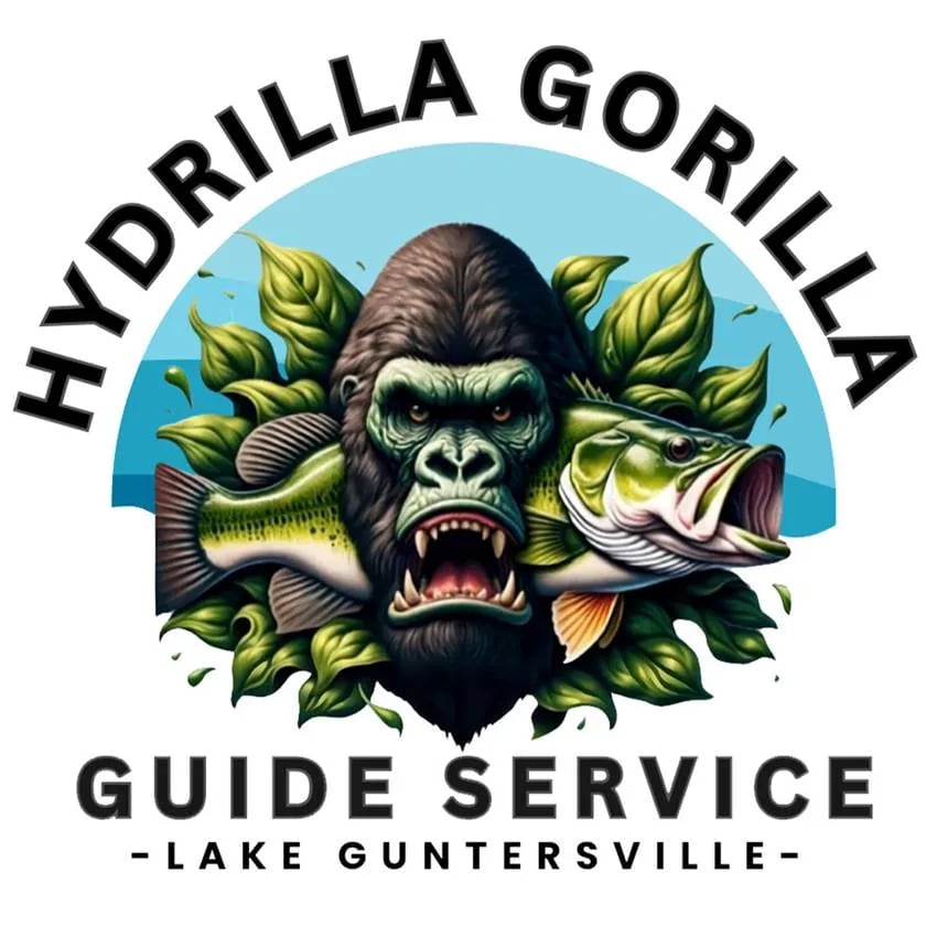 Hydrilla Gorilla Guide Service logo featuring a gorilla head and a bass.