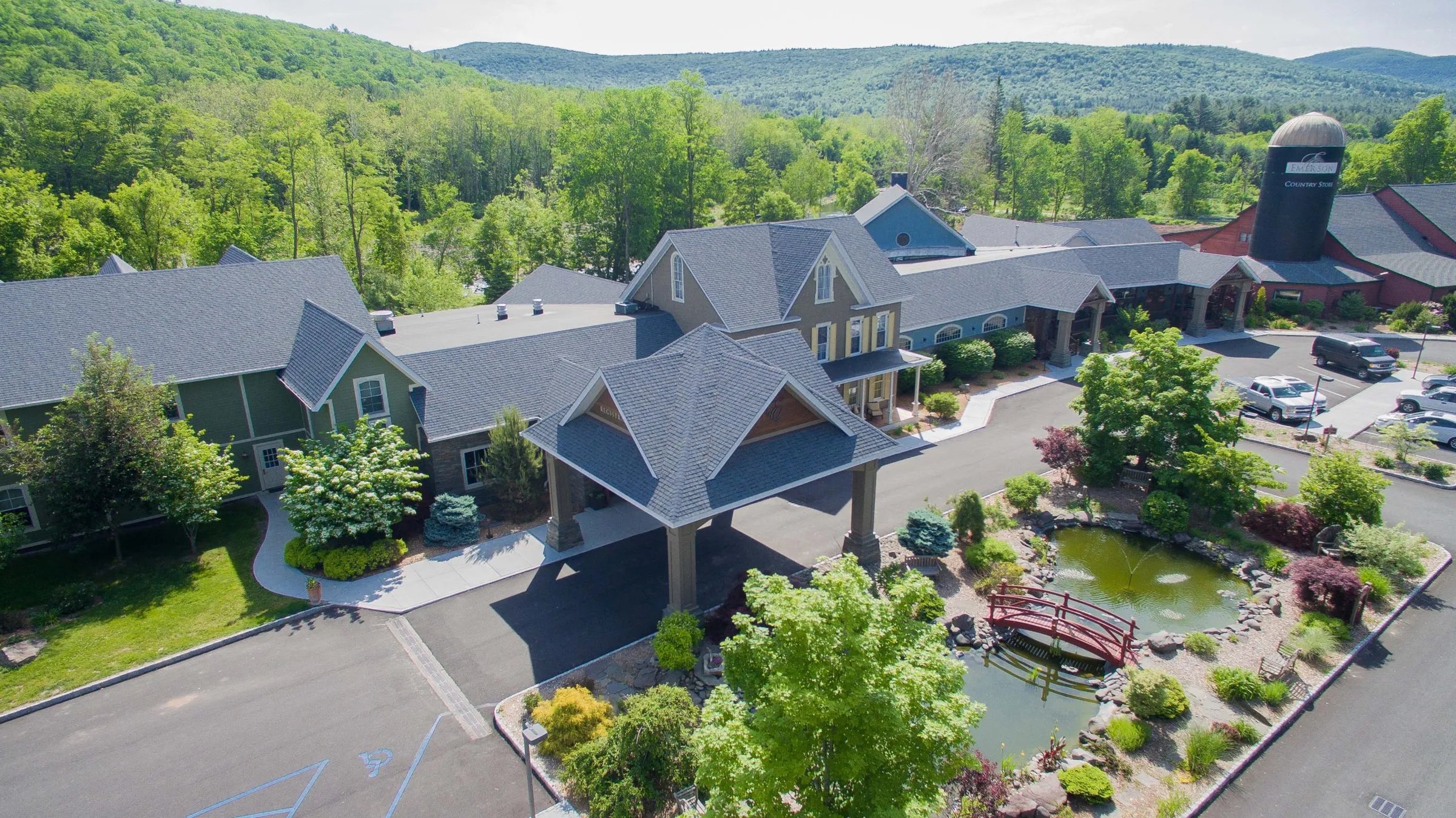 aeriel view of the emerson front entrance